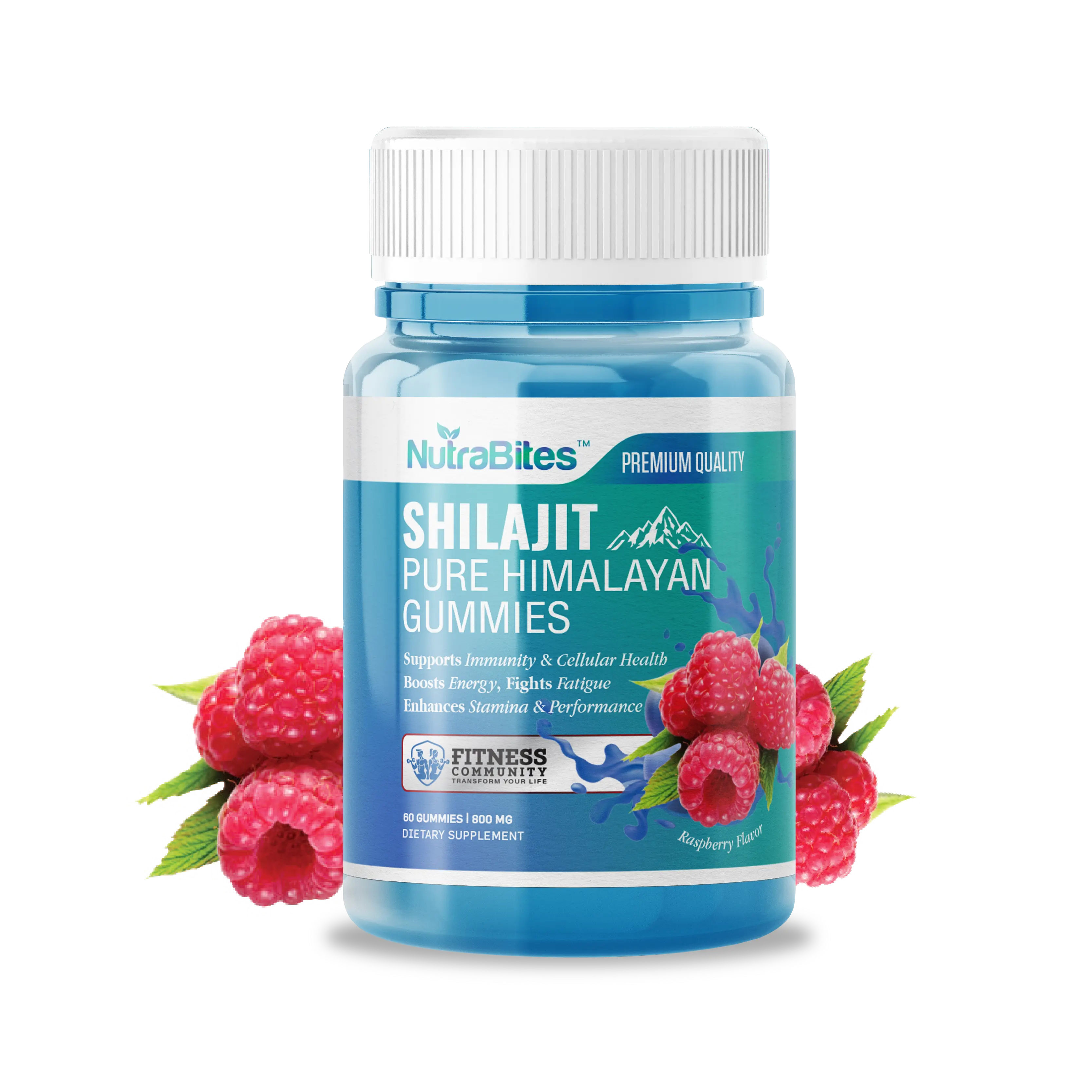 NutraBites Himalayan Shilajit Gummies with Ashwagandha for Natural Energy Stamina & Daily Performance Support Vegan Raspberry Flavor 800mg Pure Shilajit 100mg Ashwagandha Dietary Supplement