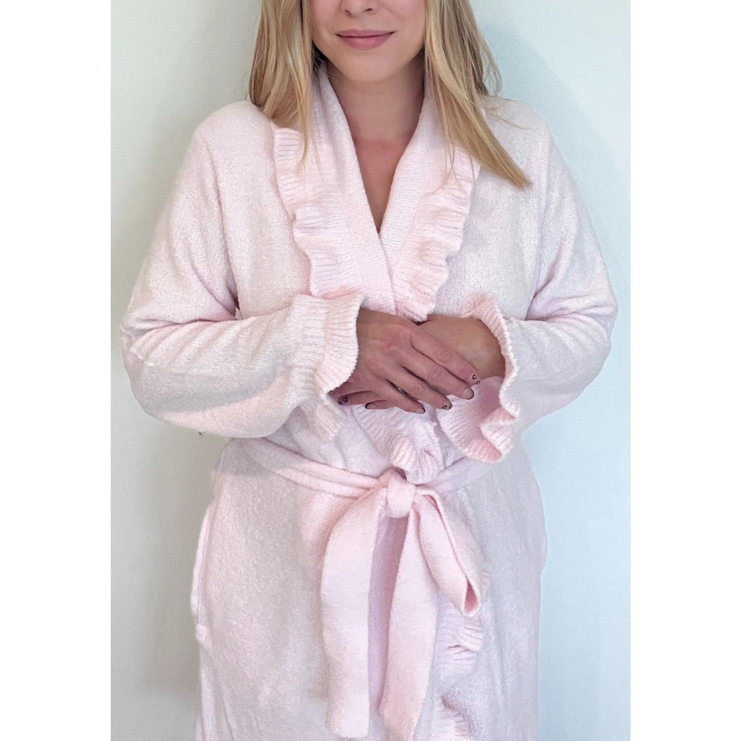 Softies Ruffle Chenille Robe-Light Pink