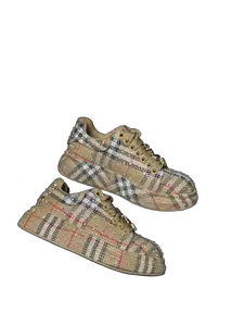 Sparkly Rhinestone Plaid Sneakers for Women – Bling Fashion Casual Lace-Up Shoes, Comfortable Trendy Street Style Sneakers