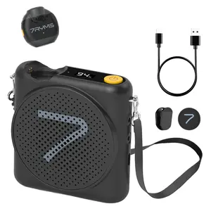 7RYMS WA2 Mini Portable Voice Amplifier with 2.4G Wireless Lavalier Microphone Megaphone Booster Support Bluetooth and AUX Teaching Speaker Mic with Noise Reduction for Teaching,Guide,Presentation,Speech