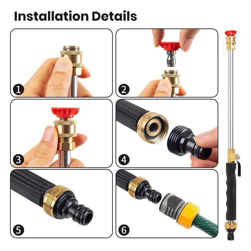 Jet Nozzle Power Washer for Garden Hose, Includes 3 High-Pressure Nozzles and Quick Connectors High Pressure Washer Tools