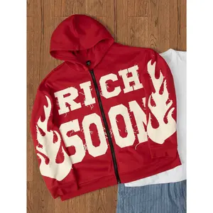 Men's Y2k Hoodies Zip Up Grunge Graphic Hooded Sweatshirt Hip Hop Streetwear