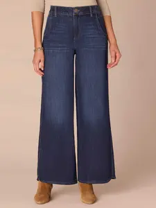 "Ab"solution® Skyrise Curved Pocket Wide Leg Jeans with Tulip Hem
