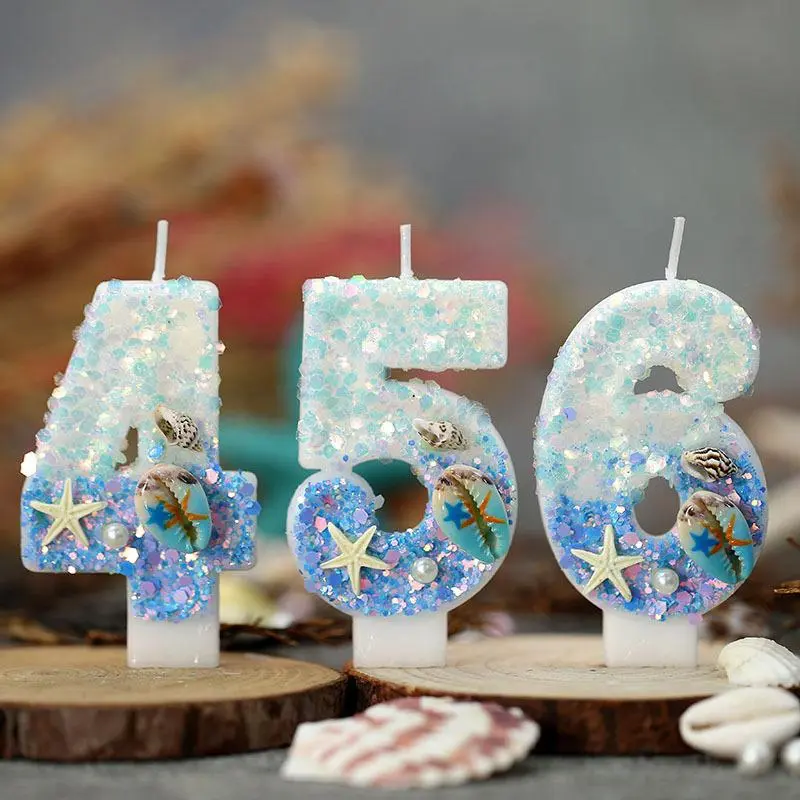 Mermaid Themed Birthday Candle, 1 Set Ocean Shell Design Birthday Candle, Creative Birthday Candle, Birthday Decoration Supplies, Cake Decorating Supplies, Birthday Cake Decorations