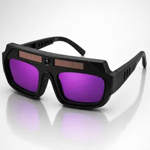 Solar Auto Darkening Welding Goggles, Black Protective Welding Safety Glasses with Anti-Glare Lens for Welding, Grinding and Workshop Use