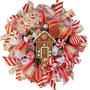 Gingerbread Wreath, Gingerbread Decor, Wreath, Christmas Wreath, Candy cane