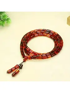 Natural Baltic amber blood amber gemstone necklace, Beaded necklace, Suitable for both men and women, Round-shaped beads, Equipped with connectors similar to knots, It is the December birthstone, Can be worn all year round