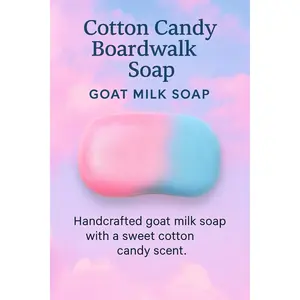 Cotton Candy Goat Milk Soap: Sweet Boardwalk Scent, Handmade Bar