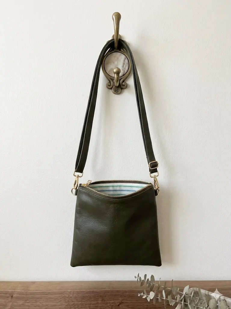 Olive Green Mini Leather Crossbody Bag