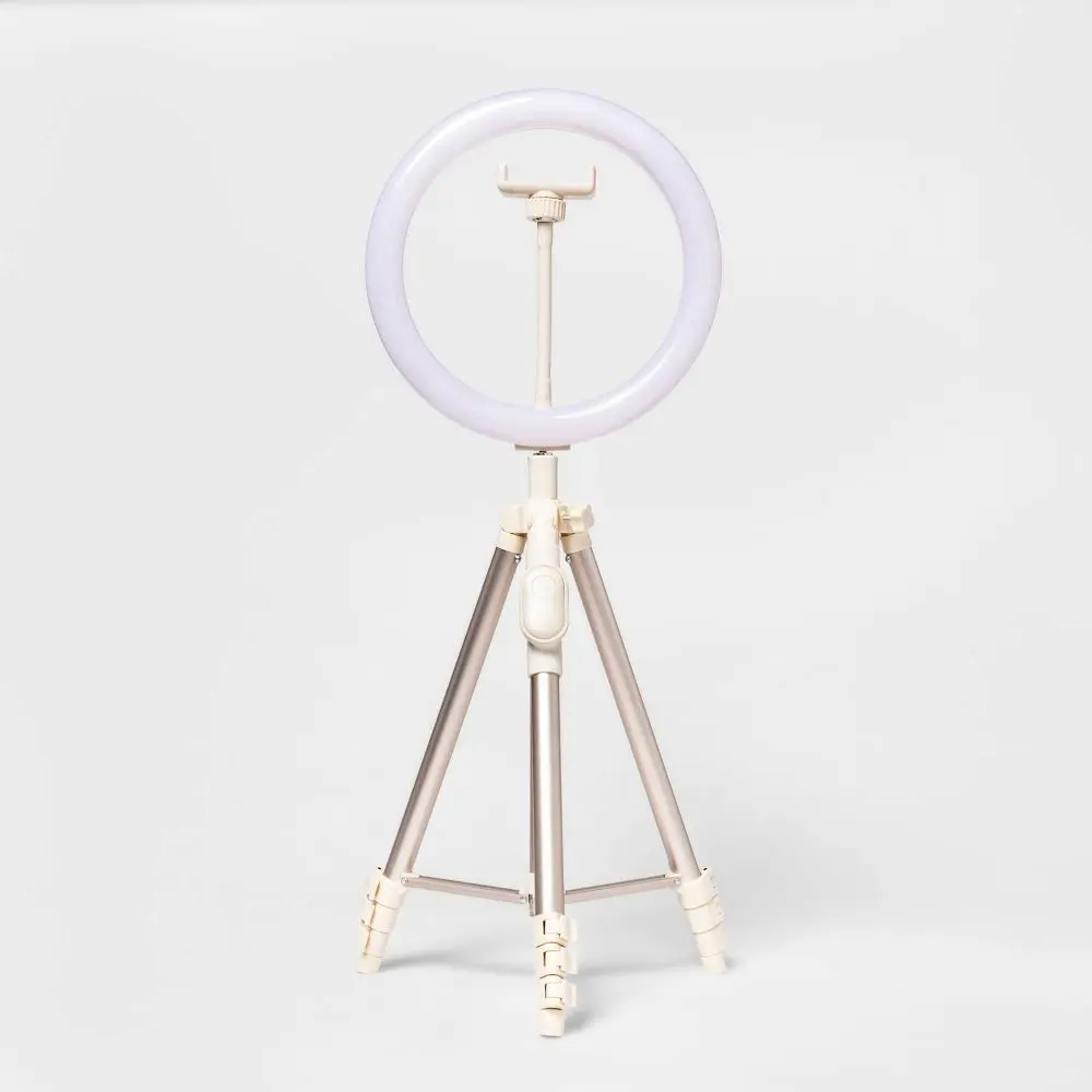 heyday Stone White Ring Light with Tripod, Bluetooth Remote, Mobile Mount for Selfies