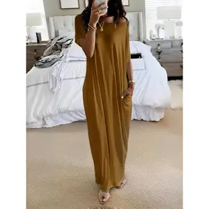 Women's Loose-Fit Casual Dress, Round Neck Short Sleeve Comfortable Home Wear, Elegant Victorian Style for Fall Winter Season, Casual Everyday WearGift