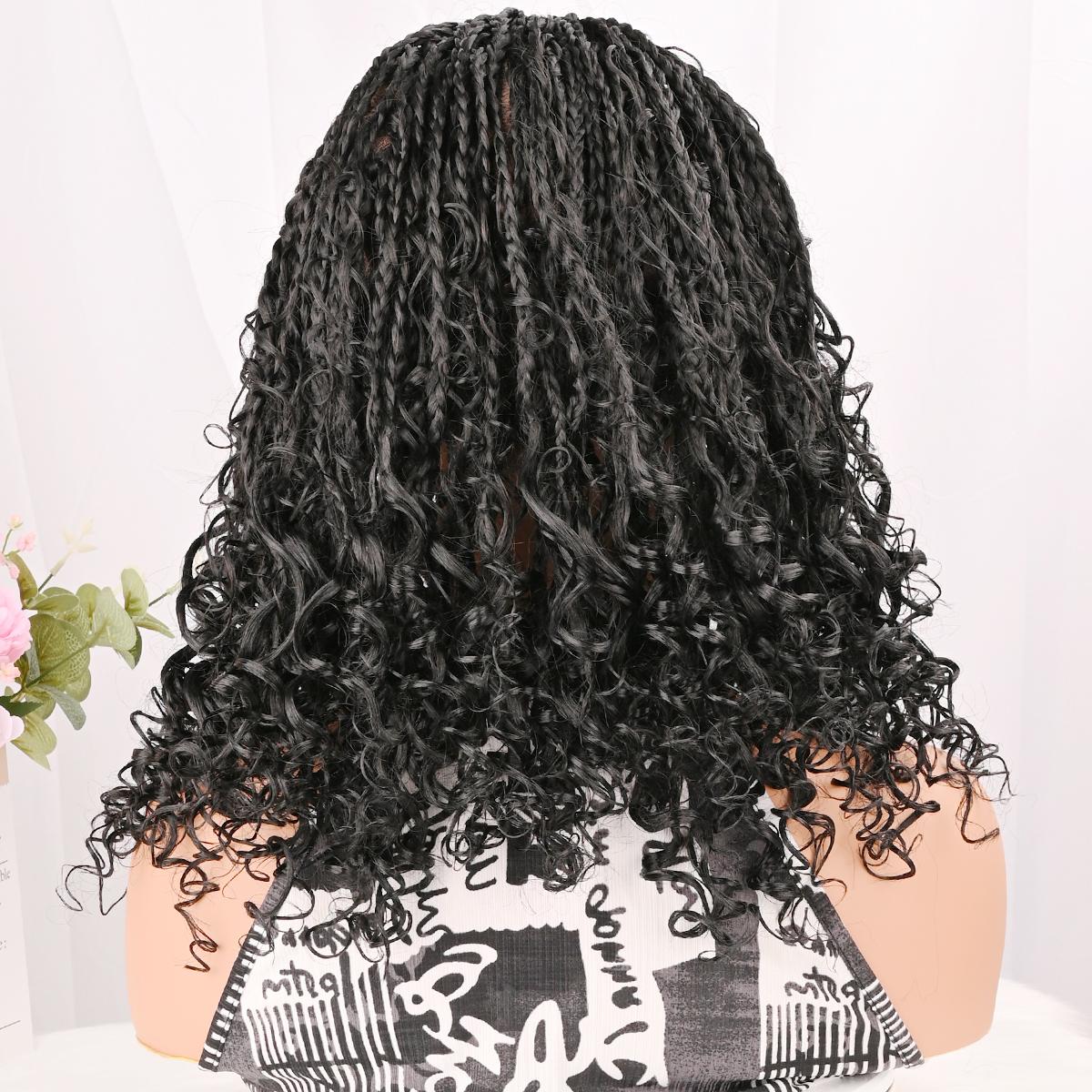 Bohemian Goddess 16 Inch Full Lace Wig with Natural Looking Braids and Curly Ends for Everyday Wear Box Braids Wigs