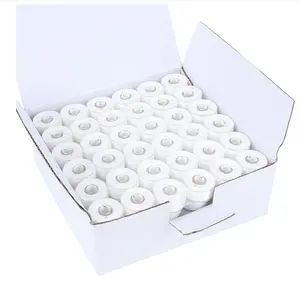 144pcs White 60S/2(90WT) Prewound Bobbin Thread Plastic Size A SA156 for Embroidery and Sewing Machine Cottonized Soft Feel Polyester Thread Sewing Thread