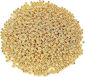 DECYOOL 1200Pcs 4mm Smooth Round Beads Gold Spacer Loose Ball Beads for Bracelet Jewelry Making Craft