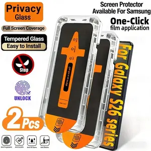2pcs Privacy Tempered Galss Screen Protector Compatible With Samsung Galaxy S26 Ultra/S25 Ultra/S24 Ultra/S26/S25/S24/S23/S22/S21/Plus/S20 FE/S23+/S22+/S21+, 9H+ Tempered Galss, Fingerprint Unlocking, Anti -Scratch, Full Coverage