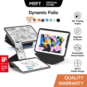 MOFT Dynamic Folio Tablet Cover - Tech Accessories for 8.3 Inch iPad mini 7th A17 Pro 2024 & iPad mini 6th A15 2021, Slim Magnetic Stand Case with 20+ Viewing Angles, Auto Wake/Sleep, Ultra-Thin, Jet Black Tablet Accessories
