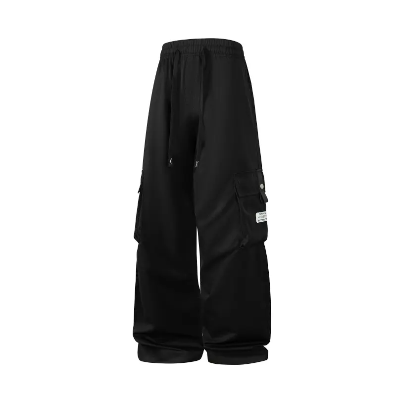 Men's Cargo Work Pants - Menswear, Heavy Duty Durable Fabric, Multiple Side Snap-Button Pockets, Straight Cut, Western Style, Black for Fashion Enthusiasts & Daily Errands, Casual Fashion Pants