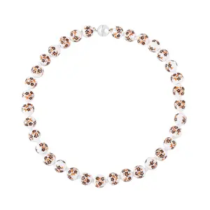 Flower Ceramic Beads Silvertone Beaded Necklace for Women Jewelry Size 20" Birthday Christmas Gifts for Women