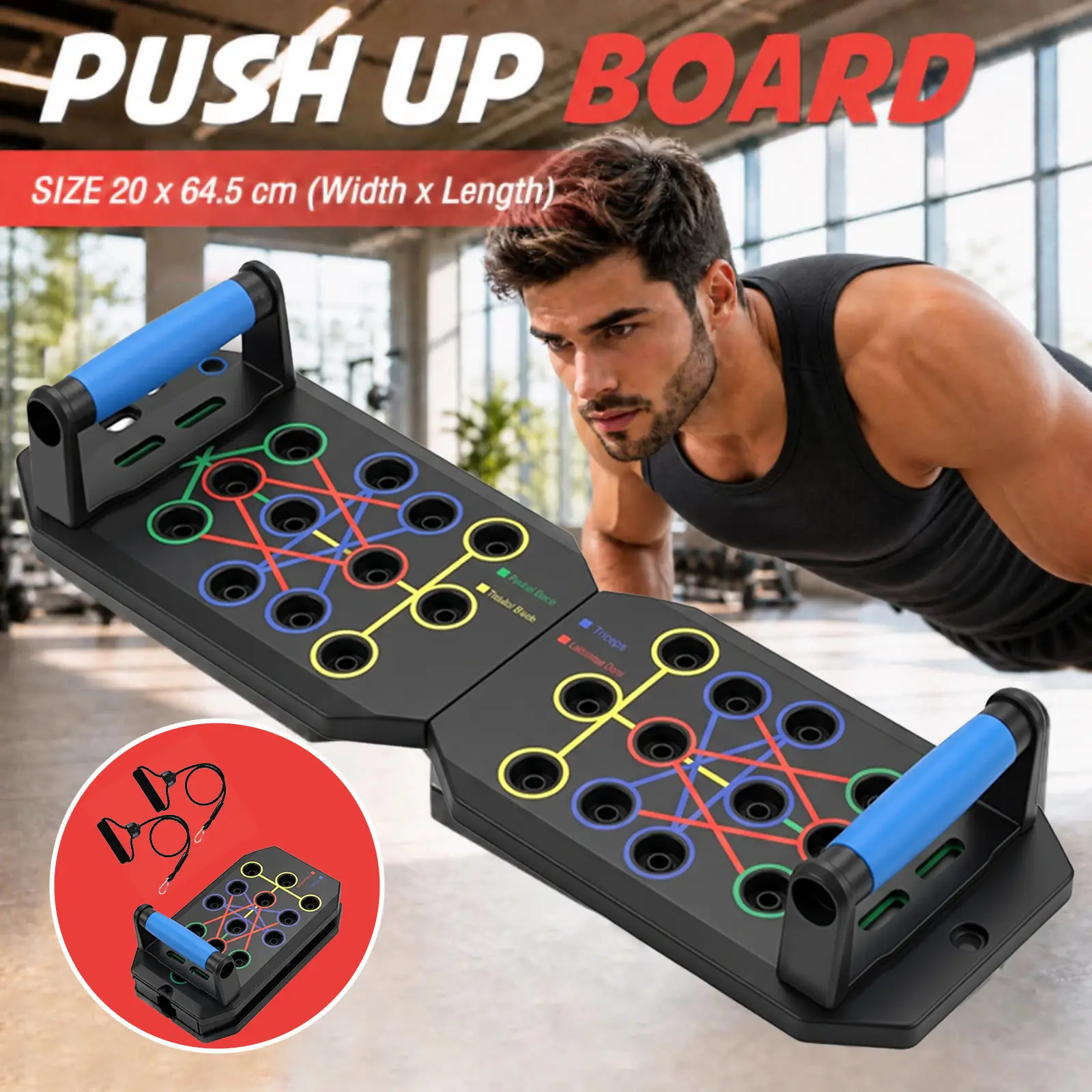 Push Up Board, 28 in 1 Foldable Push Up Bar with Handles, Portable Home Gym Workout Equipment, Full Body Strength Training Gear, Push Up Exercise Board for Men Women, Space Saving Fitness Equipment