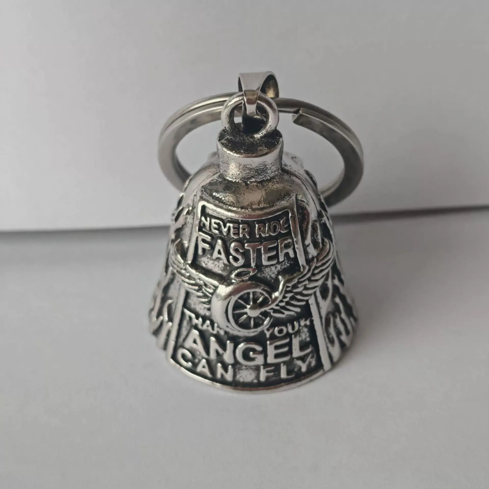 Motorcycle Bell, 1 Count Motorcycle Key Chain for Bikers, Bell for Riders, Good Luck Riding Bell, Moto Accessories, Angel, Keychain, Faster