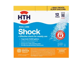 HTH Pool Care Chlorine Shock Granules for Algae Prevention, Fast-Acting, 12 pack