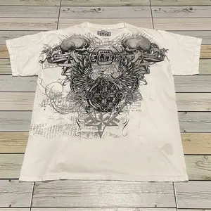 3D Streetwear Affliction Tapout T Shirt Y2K Mens Hip Hop Letter Graphic Print Oversized TShirt 10