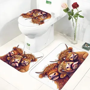 3-Pack Quick-Dry Zebra Faux-Wool Bath Rug Combo｜Anti-Fade for Tub-Side/Entry/Wet-Dry Zone, Multi-Size Gift