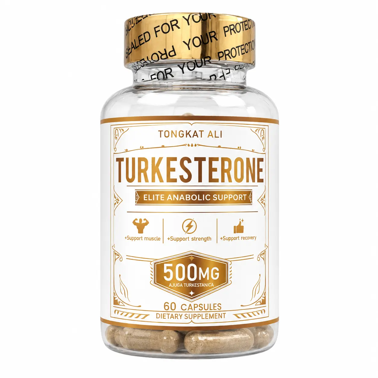 Turkesterone + Tongkat Ali Formula with Ajuga Turkestanica, Colostrum & BioPerine, 60 Capsules Dietary Fitness Supplement