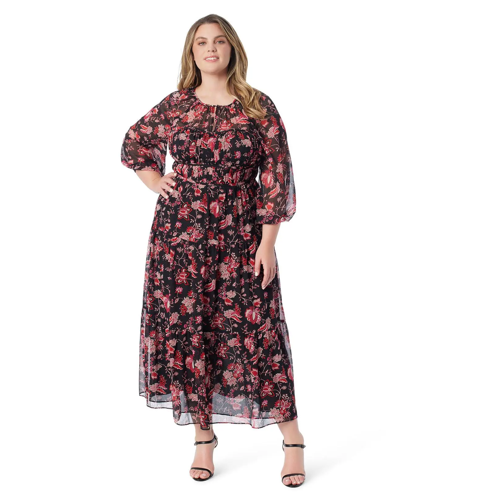 Willow Beauties Adeline Maxi Dress in Floral, Casual Style, Polyester, Zipper, Comfortable Fit for Summer Wear