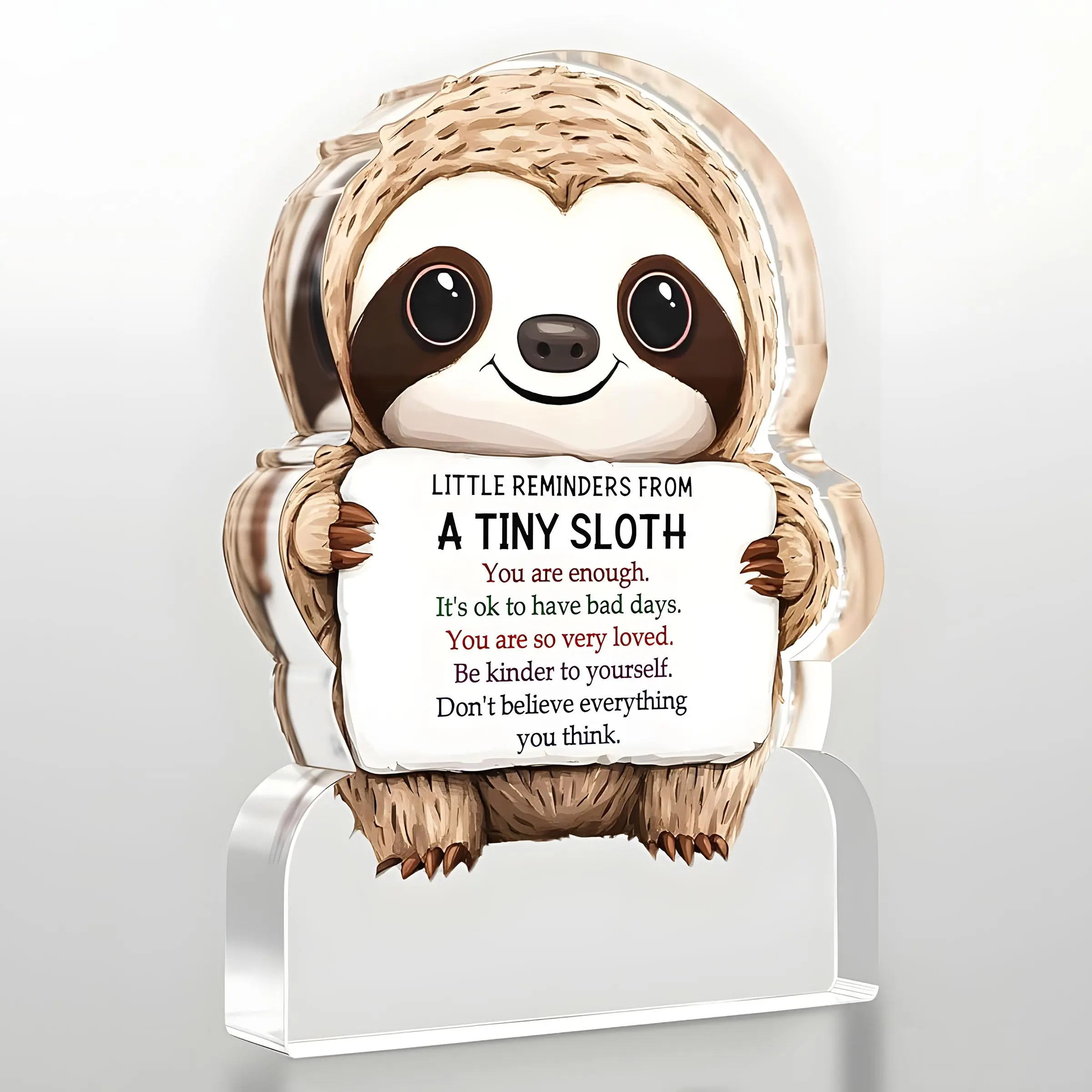 Cute Sloth Motivational Gift for Women, Inspiring Acrylic Office Decor, Encouraging Reminder for Friends and Colleagues