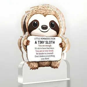 Cute Sloth Motivational Gift for Women, Inspiring Acrylic Office Decor, Encouraging Reminder for Friends and Colleagues