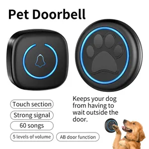 Dog Doorbell with Sound Upon Tapping, No More Fear of Scratching Doors! Wireless Dog Doorbell Pet Doorbell for Training Smart Dog Bell Waterproof Touch Bell 1 Receiver and 1 Transmitter dog whistle for dog