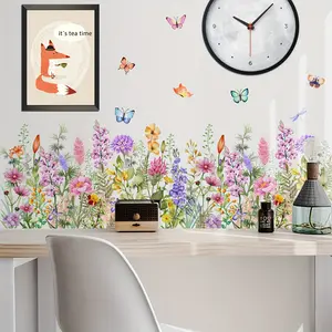 Wholesale of a creative colorful flower and butterfly wall sticker for spring, suitable as home decoration for living room and bedroom background walls