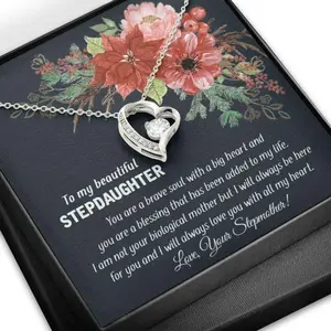 Stepdaughter Necklace, Bonus Daughter Jewelry, Wedding Gift To Step Daughter, Christmas Necklaces For Bonus Daughter, Necklace From Step Mom, Jewelry Message Card, Necklace Gifts For Birthday, Anniversary, Christmas Day, Thanksgiving