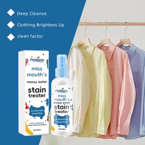 Fishleano Stain Remover Spray, 100ml Instant Stain Treater for Clothes, Powerful on Food, Grease, Juice Stains, Safe for Baby & Sensitive Fabrics, No Scrubbing, Portable Emergency Cleaner for Home & Travel, Stain Removal Spray