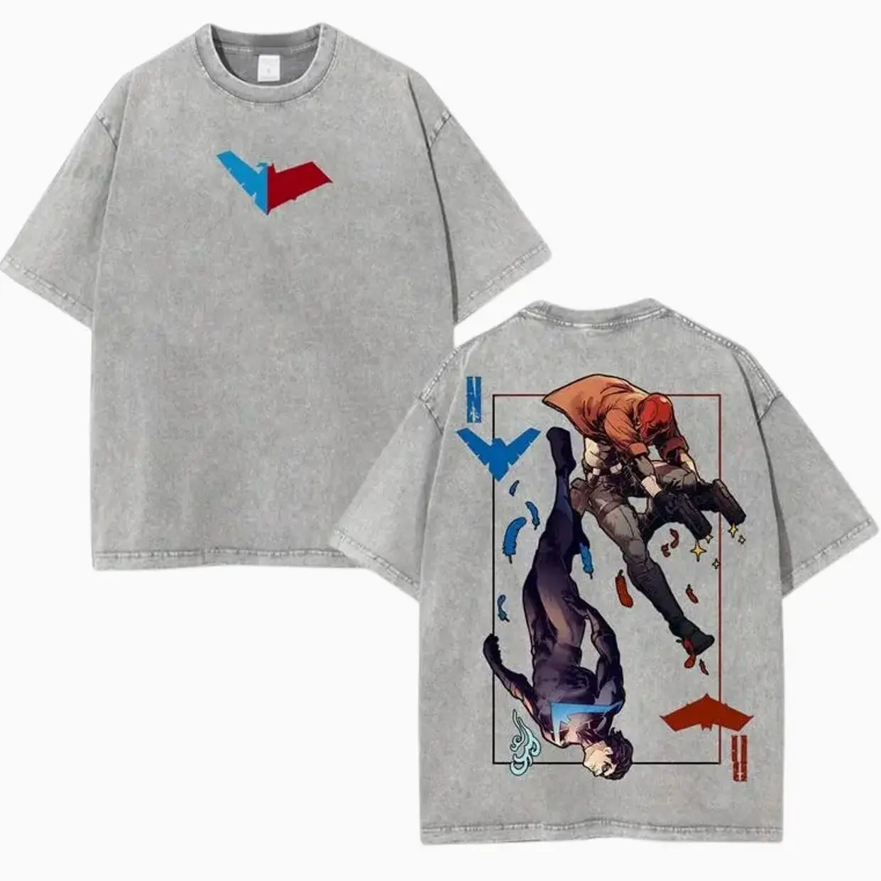 Red Hood, Nightwing Print Cotton T-shirt, Vintage Graphic Tee, Fashion Cotton, Full Colors, Full Sizes, For Men, For Women E7R