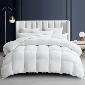Down Comforter Heavyweight White Down Duvet Insert Ultra Soft   Cover Fluffy  Comforter 90 x 90 Inches