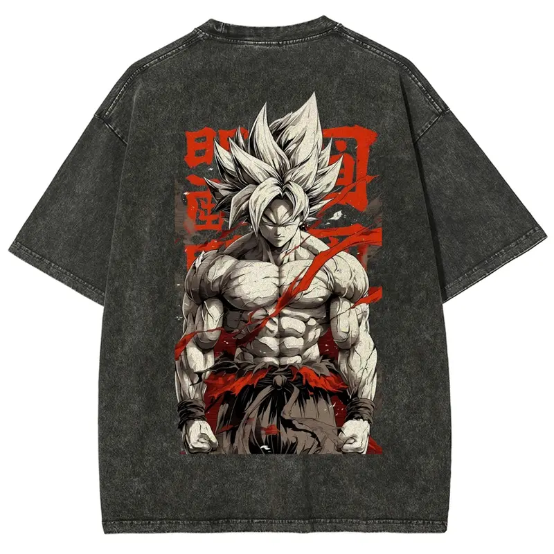 Dragon Ball DBZ Goku Anime Washed Graphic Tees Funny Japanese Cartoon Distressed Shirt 90s Vintage Streetwear Unisex Summer Gift"