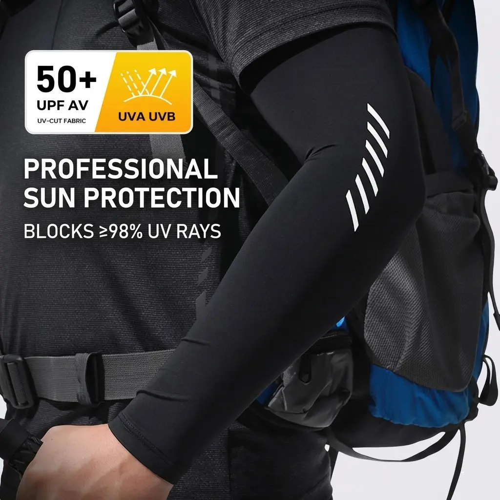 1Pair Men's Ice Silk Sports Arm Guards, Elastic Breathable UV Protection Sleeve Covers, Arm Sleeves, Ideal for Gym, Outdoor Activities, Cycling