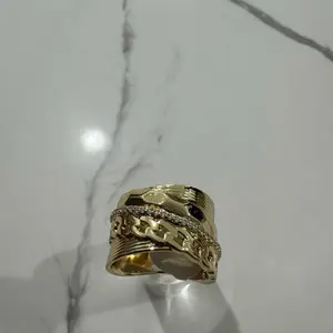 Xuping 14k Gold Plated Laminated Ring with Elegant Design and Durable Finish Size 8