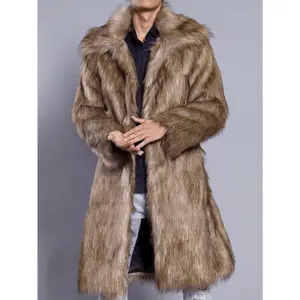 New Men's Square Collar Fluffy Long Coat