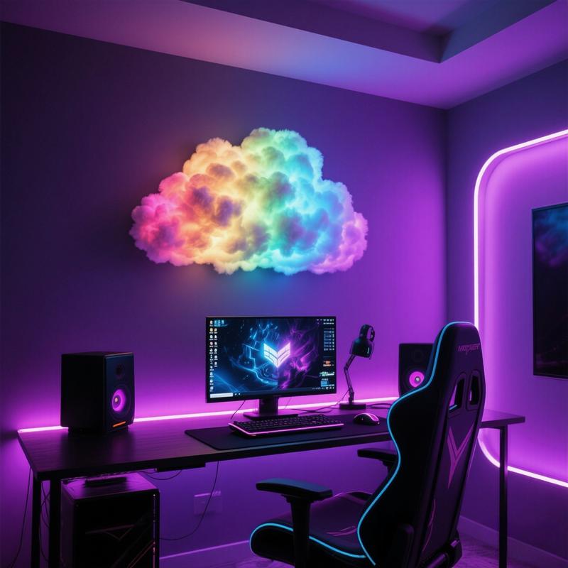 Thunder Cloud LED Light,Lightning Cloud Colorful Atmosphere Night Light, Modern Mood Lighting,DlY Creative Cloud Lights Gaming Room Garage Club Bar dj Party Light- 13.12 Feet (157.48 Inches)