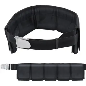Adjustable Diving Weight Belt with 5 Pockets, Quick-Release Buckle, Snorkeling Webbing Weight Pouch Belt, Fits Waist 32" to 52", Black, Weights Not Included
