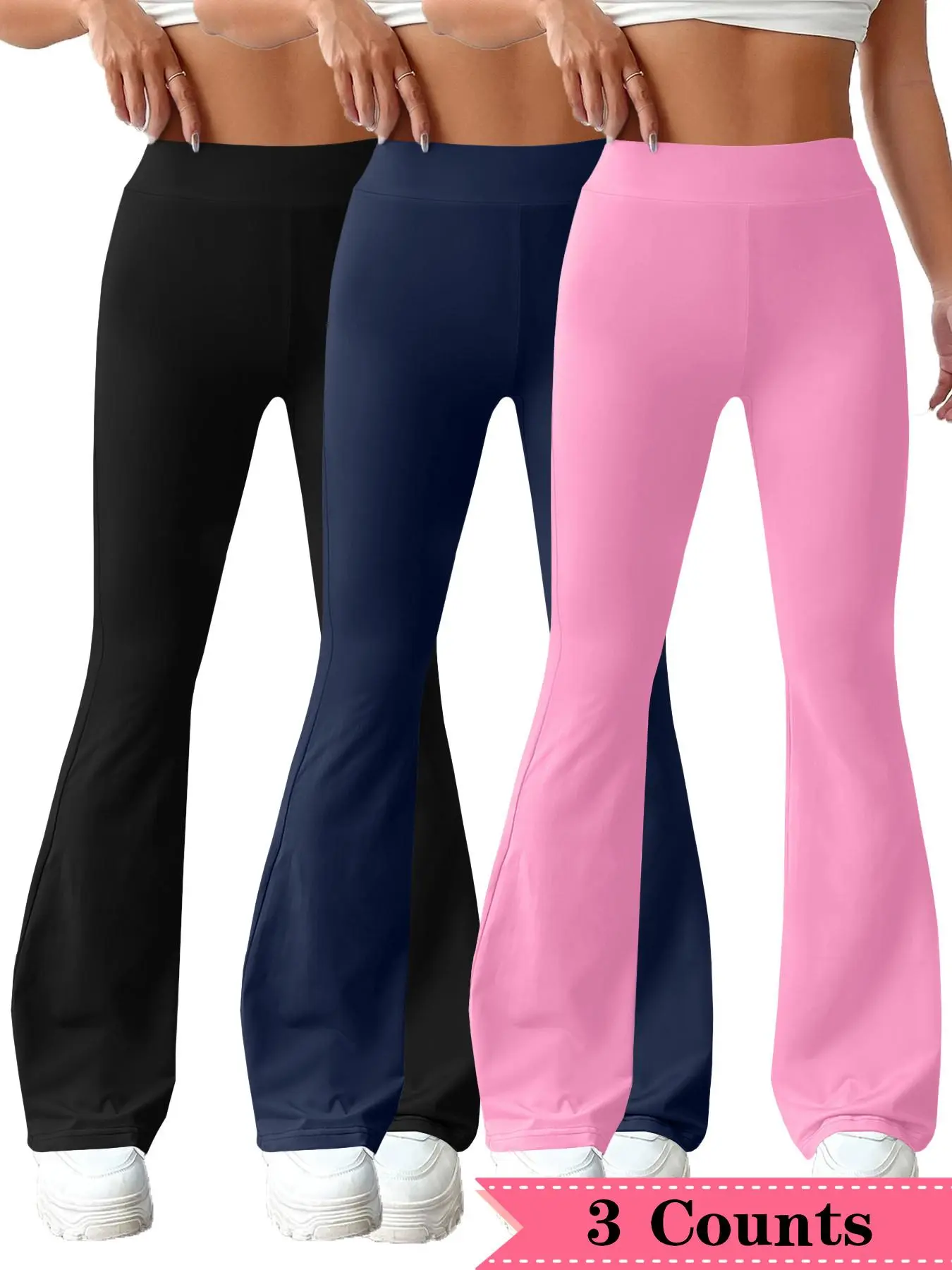 Women's Solid Flare Leg Pants, Casual Comfy High Waist Bell Bottom Trousers for Daily Wear, Ladies Bottoms for Fall & Winter, Athleisure Pants