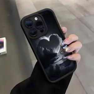 Minimalist Landscape Heart Cloud Pattern Phone Case for iPhone 17 E Air Pro ProMax iPhone16 15 14 Plus 13 12 Mini 11 X XS XR TPU Shockproof And Dirt-Resistant Soft Case.