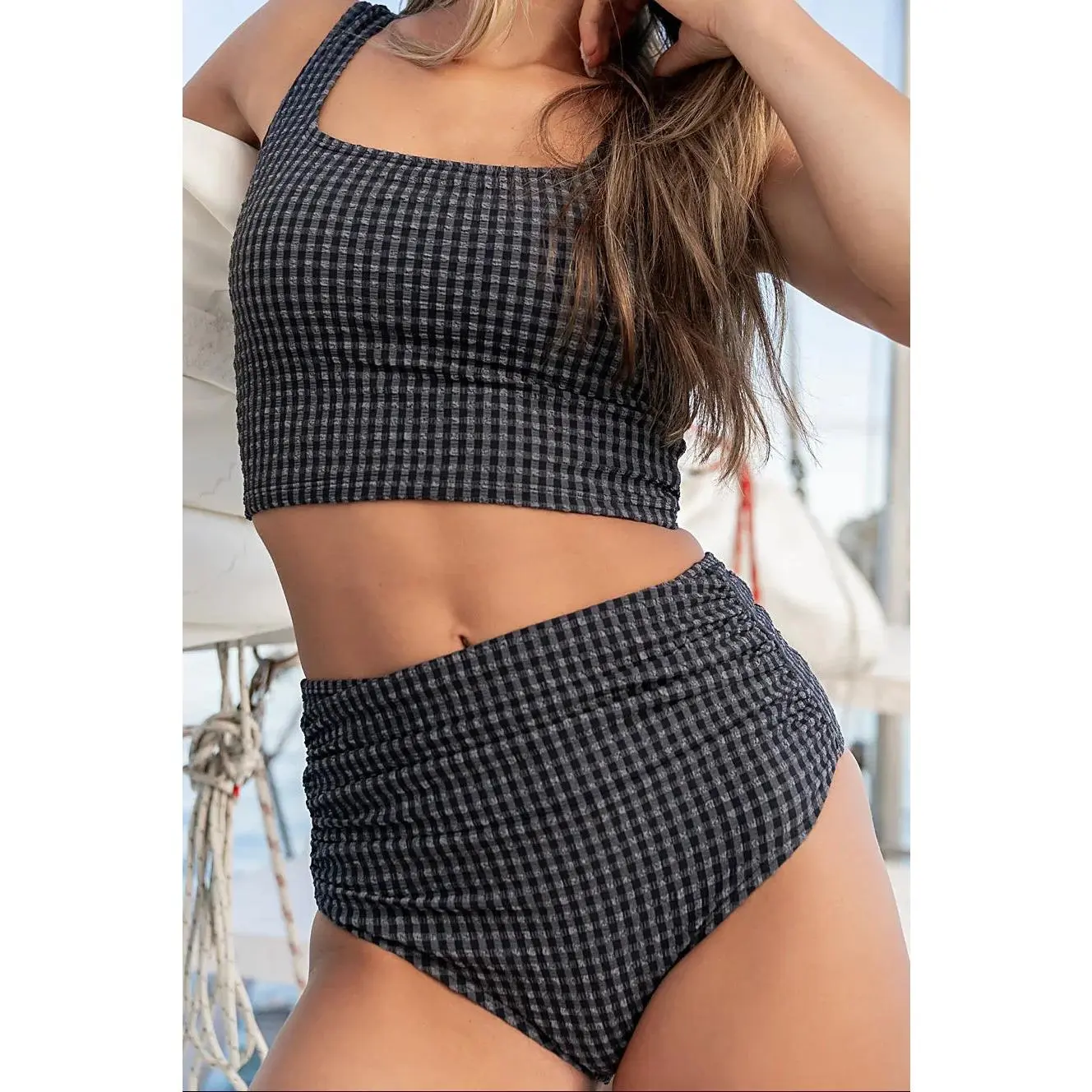 Barefoot Bottom | Black & Gray Gingham - Bottom Only