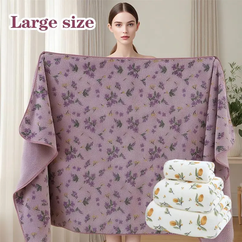 3-Piece High-Beauty Floral Bath Towel Set, Soft & Absorbent for Home Use, Unisex Bathroom Decorative Drying Towels, Light / Prints, Premium Bath Towels
