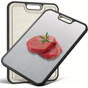 Dual-Sided Cutting Board | Pure Titanium (Lightweight & Durable)/ Wheat Straw PP (Natural Slip-Resistant) | Large Size 15.2x10.4 Inches | Kitchen, Restaurant, Picnic Use