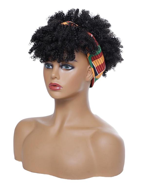 6 Inch Short Kinky Coily Headband Wigs for Women, Gorgeous Fluffy Wigs with Headband, Natural Fluffy Synthetic Wigs for Party, Daily Use, Synthetic Curly Wigs