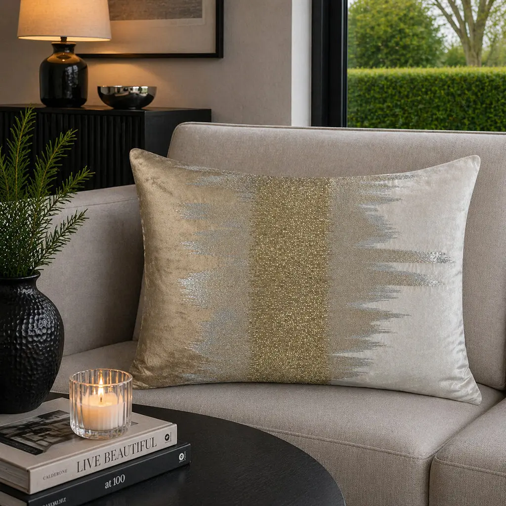 Mira Ivory Beige Velvet Pillow